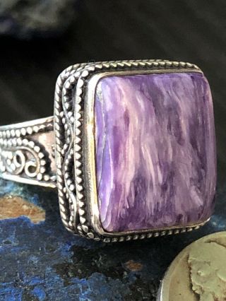 Vintage Native American Purple Sugilite Sterling Silver Ring 7 G Size 6 1/2