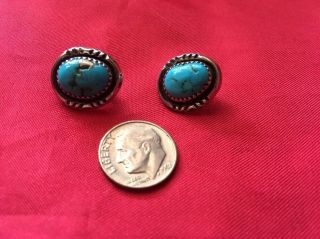 Vintage Native American Navajo Sterling Silver Turquoise Post Earrings