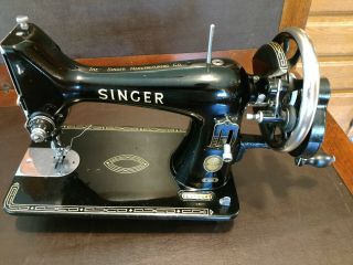 Antique Singer Sewing Machine Model 99k,  Hand Crank,  Leather,  Serviced