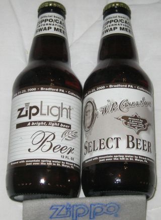 Zippo Case Select & Ziplight Beer Bottles 1 Each Empty For Collectors Swap Meet