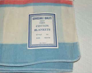 Vtg 100 Cotton Flannel Plaid Blanket NOSWT Cozy Warmth Blue Pink Twin 60 x 76 2