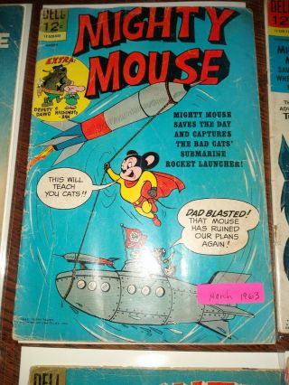 Mighty Mouse vintage 8 COMICS 6 - 12¢ 1 - 15¢ & 1 - 35¢ 5 are DELL 3 are GOLD KEY. 3