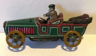 Antique Penny Toy - Tin Litho 1920’s Touring Car With Driver – Early 20th C.