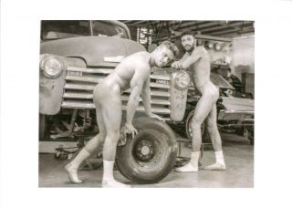 Gay: Vintage 2000s Semi - Nude Male 5x7 Photograph Naked Garage Mechanics F6