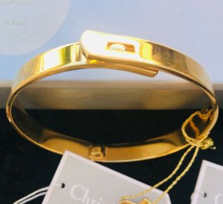 Vintage Dior By Henkel & Grosse Gold Plated Bangle Bracelet.  Nos