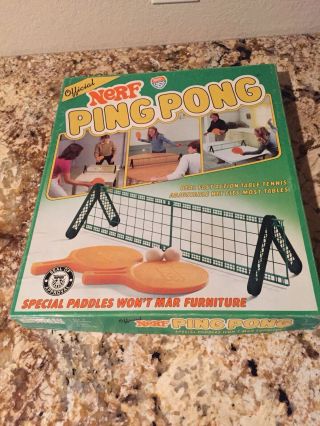 Vintage Nerf Ping Pong Complete With Balls Paddles And Net 1982