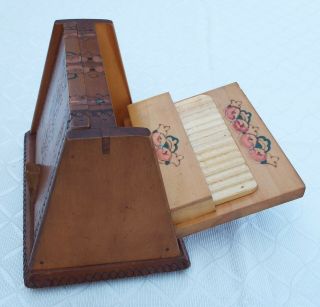 Vintage Wooden Table Cigarette Box With Opening Leaves.  Smoking.