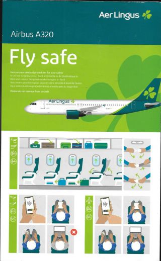1 X Aer Lingus A320 Safety Card 1/2019