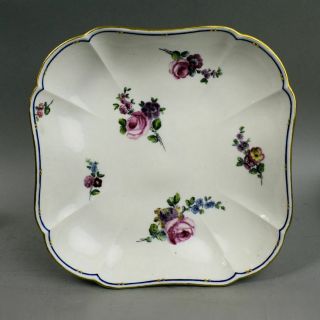 Antique Sevres Soft Paste Porcelain Hand Painted Floral Dish C.  1767