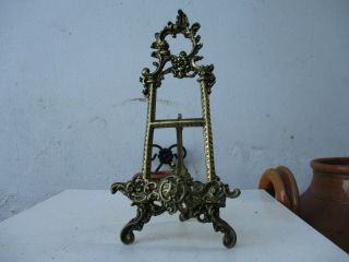 Vintage Ornate Art Nouveau In Brass Easel Picture Frame Table Top Stand 13 "