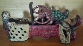 Antique Professor Pug Frog Great Bicycle Feat Mechanical Cast Iron Bank 1875