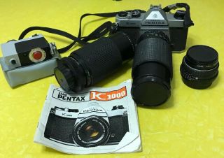 Vintage Asahi Pentax K 1000 Film Camera With Asst.  Lenses