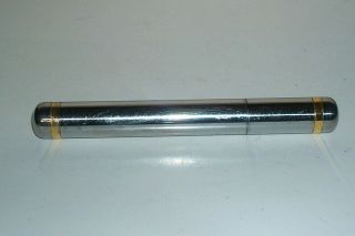 Vtg Stainless Cigar Tube Holder W/brass Trim 8 " L X 3/4 " Diameter