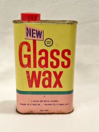 Vintage 1966 Gold Seal Glass Wax Tin - 1/2 Full - Collectors Item