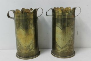 Vintage Ww1 Trench Art Brass Shell Cases 1917 1918