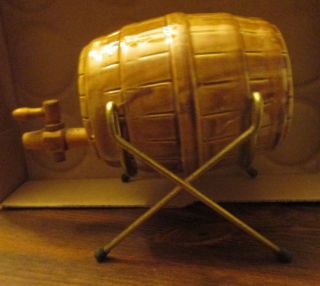 Vintage Mccormick U.  S.  A.  Porcelain Missouri Whiskey Barrel With Stand & Spicket