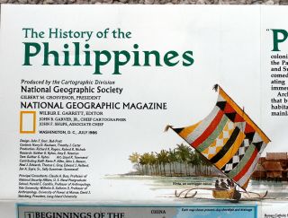 Philippines / History Of Philippines National Geographic Map Poster July 1986