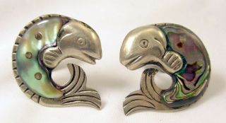 Vintage William Spratling Sterling & Mother Of Pearl Cuff Links Circa 1955