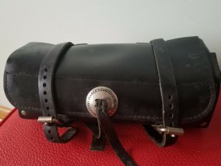 Vintage Leather Harley Davidson Tool Bag Pouch Saddle Bag Motorcycle Black