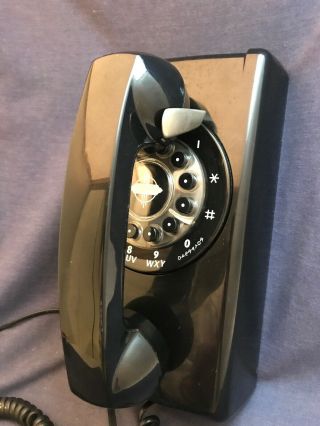 2002 Crosley Black Wall Phone " Rotary " Push Button Telephone Retro Faux - Vintage