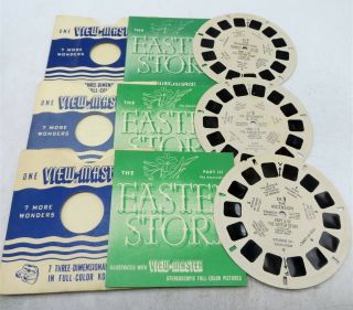 View - Master Ea - 1 - 2 - 3,  The Easter Story,  Vintage 1950,  Set Of 3 Reels With Books