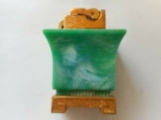 Vintage A.  S.  R Table Top Lighter Green Ang Golden Colormade In Usa