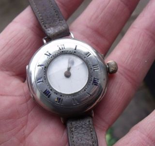 Antique Sterling 1912 - 1913 Silver Half Hunter Trench Style Wristwatch,  S & Co