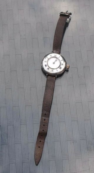 ANTIQUE STERLING 1912 - 1913 SILVER HALF HUNTER TRENCH STYLE WRISTWATCH,  S & CO 2