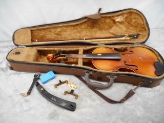 Vintage 3/4 Violin With Case And Bow For Restore