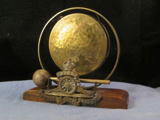 Wwi Antique Military Miniature Dinner Brass Gong Royal Artillery Trench Art