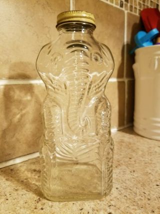 Vintage 1950s Grapette Syrup Elephant Glass Bottle Coin Jar Bank Camden Arkansas