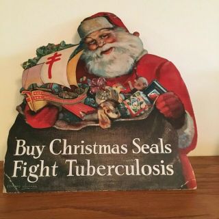 Antique 1920’s Buy Christmas Seals Fight Tuberculosis Die Cut Stand Up Sign