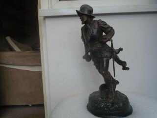 Quality Large French Antique Bronzed Spelter Soldier Statue By Bruchon Wow Look