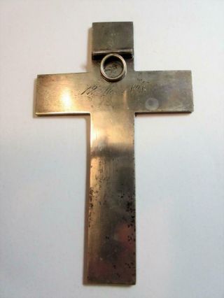 ANTIQUE FRENCH SILVER & GOLD LARGE ORNATE CROSS,  CRUCIFIX PENDANT c1898 - 49g 2