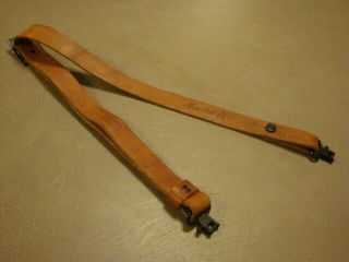 Vintage Marlin Factory Brown Leather Rifle Sling Strap With Swivels & Logo