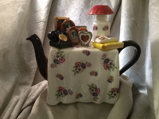 Vintage Made In England Tony Carter Memories Family Photo Phone Table Teapot