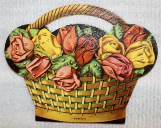 Vintage Basket Of Roses Sewing Needle Book/folder