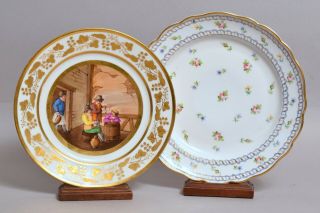 Wonderful Antique 19thc French Paris Porcelain & Swiss Nyon Porcelain Plate