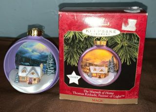 Vintage 1997 Hallmark Magic Christmas Ornament The Warmth Of Home Thomas Kinkade