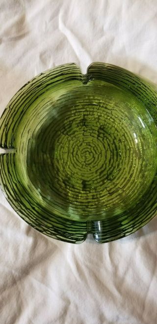 Mid Century Vintage Green Glass Ashtray