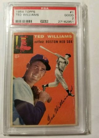 1954 Topps 1 Ted Williams Psa 2 Gd Good Boston Red Sox Hof