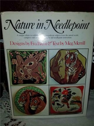 Vintage 1975 Nature In Needlepoint Hcdj Animal Patterns Designs Book Eva Brent