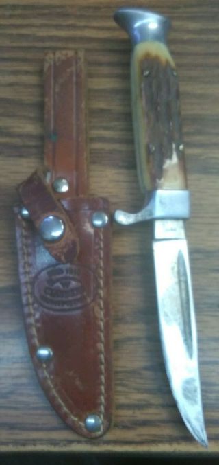W.  Clauberg Solingen Germany Stag Handle Vintage Hunt Knife 3 ".  Blade