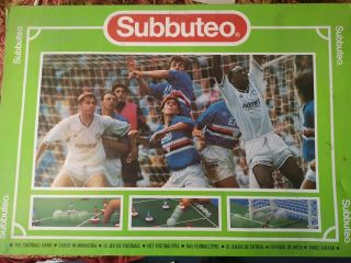 Vintage Subbuteo Set With Manchester United 3rd Kit Blue & White