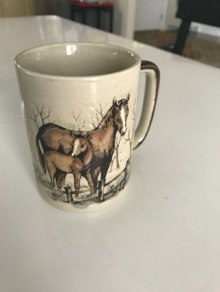Vintage Otagiri Horse Coffee Mug Cup With Brown Handle