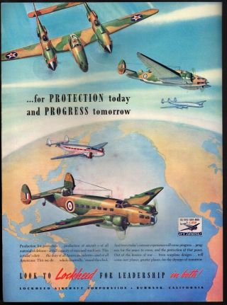 1942 Print Ad Lockheed Aircraft Corporation Burbank Ww Ii
