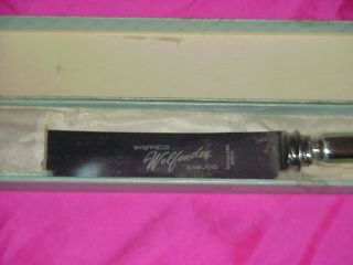 Vintage Wolfenden Sheffield England Wedding Cake Serrated Knife W/ Box