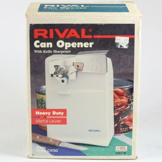 Vintage Rival Electric Can Opener Knife Sharpener 782 White,  W/ Box