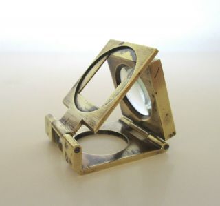 Vintage Folding Brass Magnifying Glass Loupe Magnifier Desk Decorative France