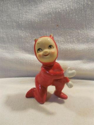 Vintage Japan Ceramic Red Devil Boy Figurine 3 3/4 "